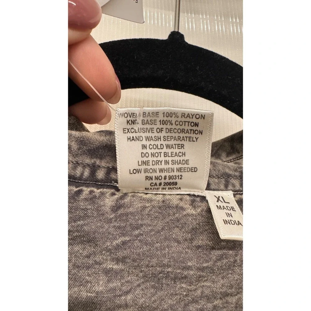 Women’s Boho Patchwork Button Front Shirt XL Velvet Artsy Parsley‎ & Sage - Picture 7 of 10